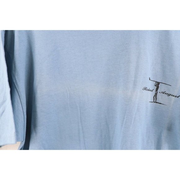Vintage 90s Robert August Surfing Spell Out Autographed T-Shirt Blue - Picture 6 of 11
